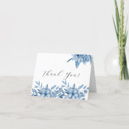Frosty Grey Blue Floral Wedding Bedankt Kaarten