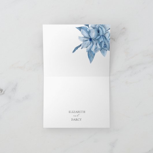 Frosty Grey Blue Floral Wedding Bedankt Kaarten (Binnen)