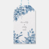 Frosty Grey Blue Floral Wedding Cadeaulabel (Voorkant)
