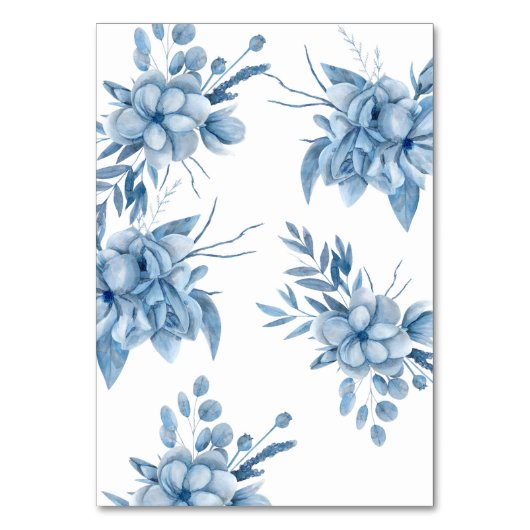 Frosty Grey Blue Floral Wedding Kaart (Achterkant)