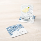 Frosty Grey Blue Floral Wedding Kartonnen Onderzetters (Insitu)