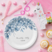Frosty Grey Blue Floral Wedding Papieren Bordje (Feest)