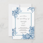 Frosty Grey Blue Wedding Invitation Kaart (Voorkant)