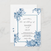 Frosty Grey Blue Wedding Invitation Kaart (Voorkant / Achterkant)