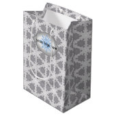 Frosty Grey Wit Raster Medium Cadeauzakje (Voorkant Gekanteld)