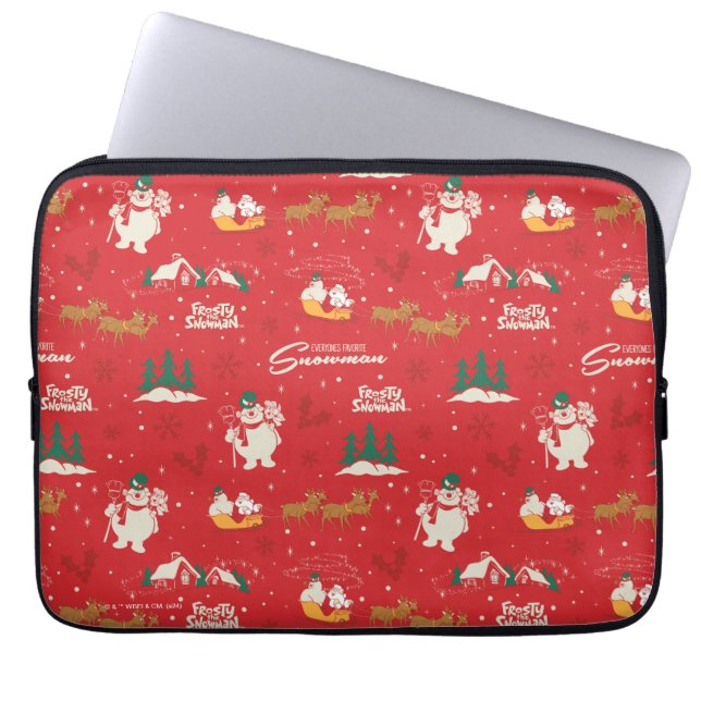 Frosty: het favoriete sneeuwmanpatroon van iederee laptop sleeve (Voorkant)