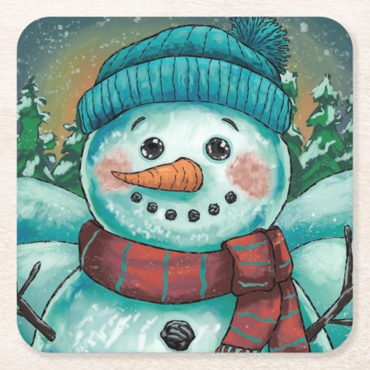 Frosty het Snowman Paper Onderzetter (Voorkant)