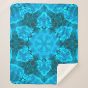 Frosty Ice Blue Snowflake Kaleidoscoop Patroon Sherpa Deken