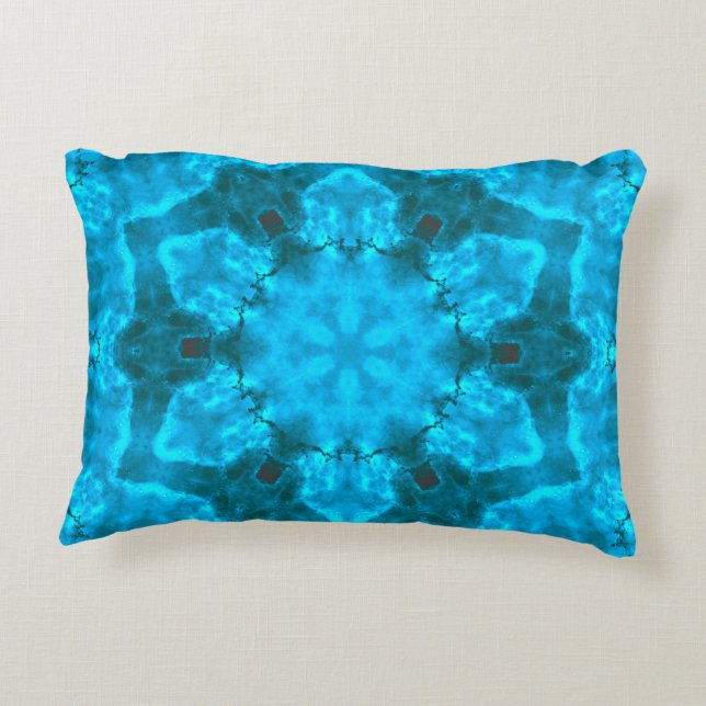 Frosty Ice Blue Snowflake Kaleidoscope Patroon Accent Kussen (Achterkant)