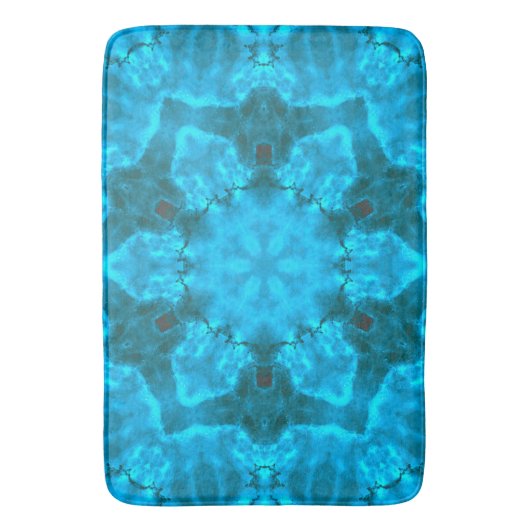 Frosty Ice Blue Snowflake Kaleidoscope Patroon Badmat (Voorkant Verticaal)