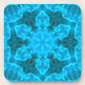 Frosty Ice Blue Snowflake Kaleidoscope Patroon Bier Onderzetter (Voorkant)