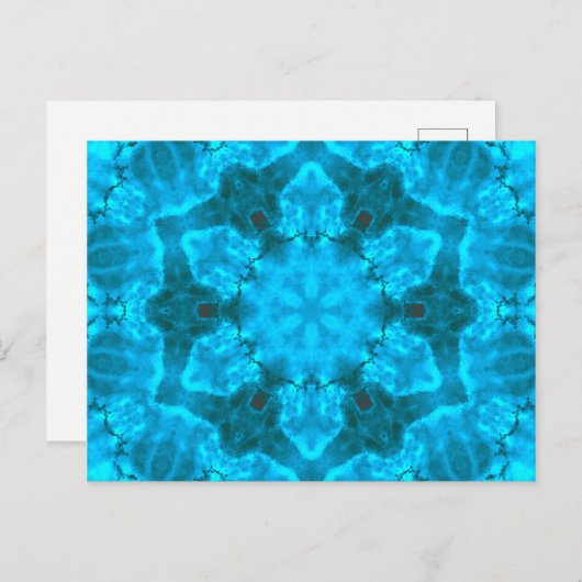 Frosty Ice Blue Snowflake Kaleidoscope Patroon Briefkaart (Voorkant / Achterkant)