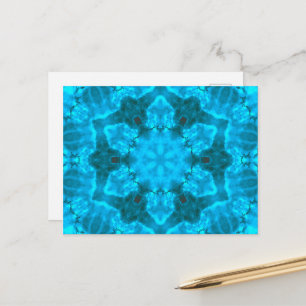 Frosty Ice Blue Snowflake Kaleidoscope Patroon Briefkaart