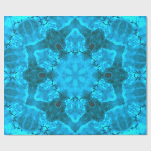 Frosty Ice Blue Snowflake Kaleidoscope Patroon Cadeaupapier (Vlak)