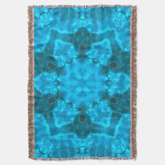 Frosty Ice Blue Snowflake Kaleidoscope Patroon Deken (Voorkant Verticaal)