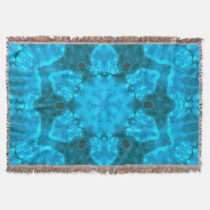 Frosty Ice Blue Snowflake Kaleidoscope Patroon Deken