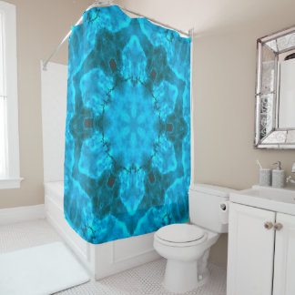 Frosty Ice Blue Snowflake Kaleidoscope Patroon Douchegordijn