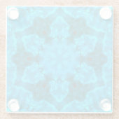 Frosty Ice Blue Snowflake Kaleidoscope Patroon Glazen Onderzetter (Achterkant)