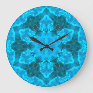 Frosty Ice Blue Snowflake Kaleidoscope Patroon Grote Klok