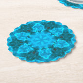 Frosty Ice Blue Snowflake Kaleidoscope Patroon Kartonnen Onderzetters (Gekanteld)