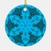 Frosty Ice Blue Snowflake Kaleidoscope Patroon Keramisch Ornament (Voorkant)