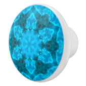 Frosty Ice Blue Snowflake Kaleidoscope Patroon Keramische Knop (Rechts)