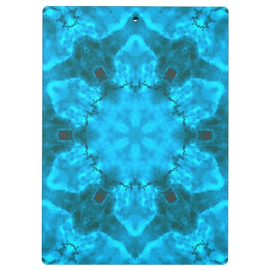 Frosty Ice Blue Snowflake Kaleidoscope Patroon Klembord (Achterkant)