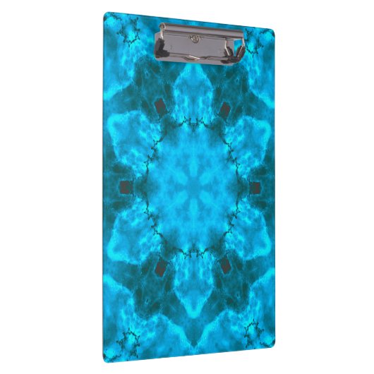 Frosty Ice Blue Snowflake Kaleidoscope Patroon Klembord (Rechts)
