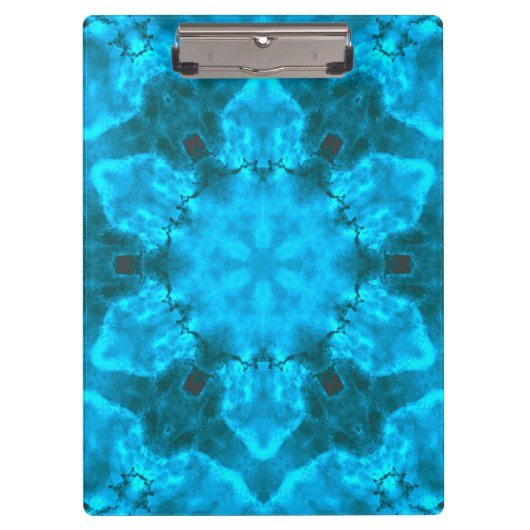 Frosty Ice Blue Snowflake Kaleidoscope Patroon Klembord (Voorkant)