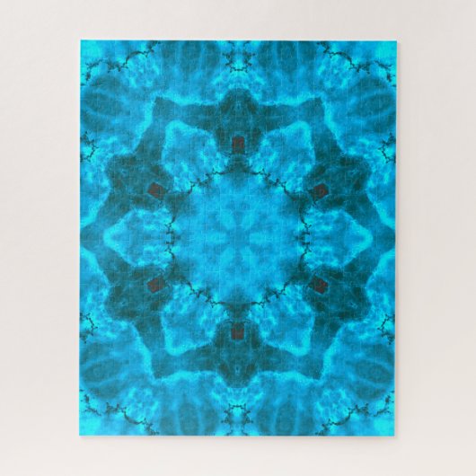 Frosty Ice Blue Snowflake Kaleidoscope Patroon Legpuzzel (Verticaal)