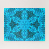 Frosty Ice Blue Snowflake Kaleidoscope Patroon Legpuzzel (Horizontaal)