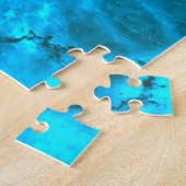 Frosty Ice Blue Snowflake Kaleidoscope Patroon Legpuzzel (Zijkant)
