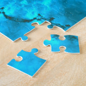 Frosty Ice Blue Snowflake Kaleidoscope Patroon Legpuzzel (Zijkant)