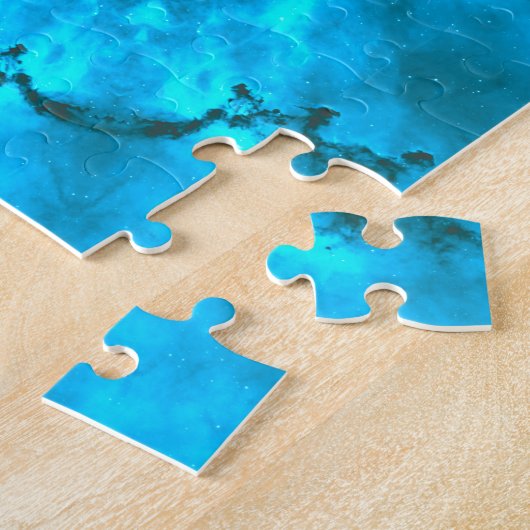 Frosty Ice Blue Snowflake Kaleidoscope Patroon Legpuzzel (Zijkant)