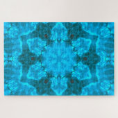 Frosty Ice Blue Snowflake Kaleidoscope Patroon Legpuzzel (Horizontaal)