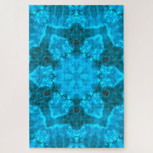 Frosty Ice Blue Snowflake Kaleidoscope Patroon Legpuzzel (Verticaal)