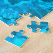 Frosty Ice Blue Snowflake Kaleidoscope Patroon Legpuzzel (Zijkant)