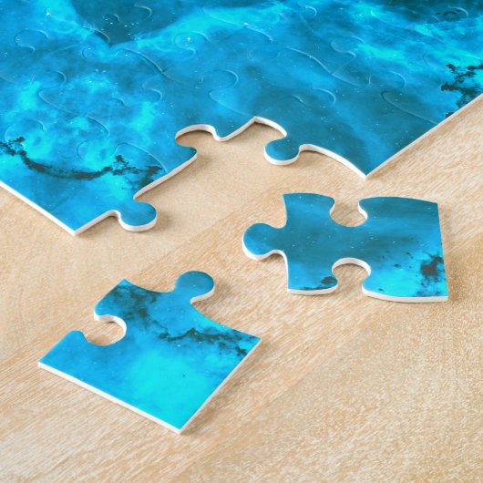 Frosty Ice Blue Snowflake Kaleidoscope Patroon Legpuzzel (Zijkant)