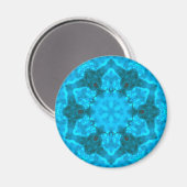 Frosty Ice Blue Snowflake Kaleidoscope Patroon Magneet (Voorkant / Achterkant)