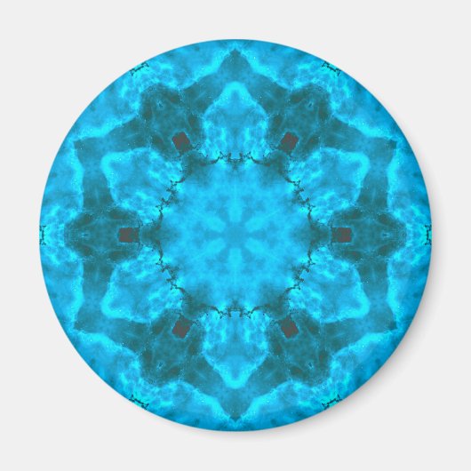 Frosty Ice Blue Snowflake Kaleidoscope Patroon Magneet (Voorkant)