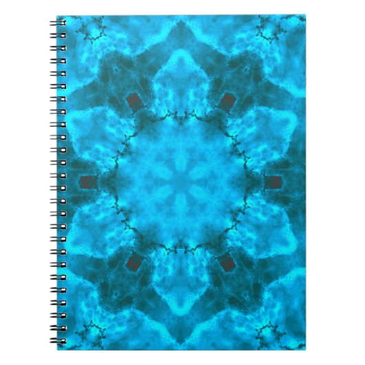 Frosty Ice Blue Snowflake Kaleidoscope Patroon Notitieboek (Voorkant)