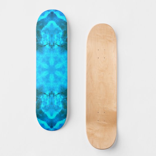 Frosty Ice Blue Snowflake Kaleidoscope Patroon Persoonlijk Skateboard (Voorkant)