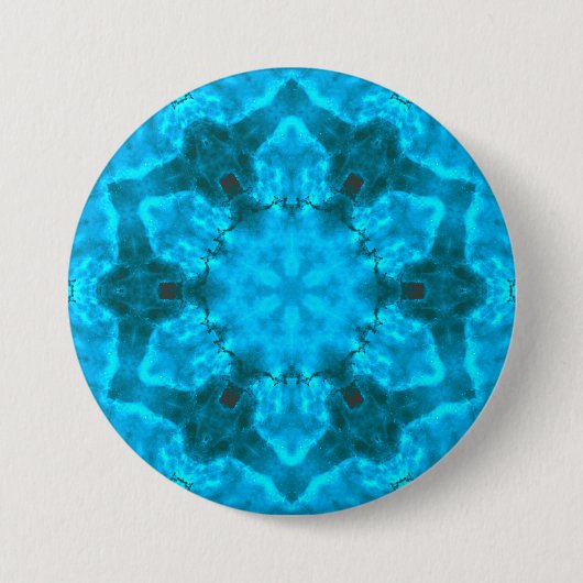 Frosty Ice Blue Snowflake Kaleidoscope Patroon Ronde Button 7,6 Cm (Voorkant)