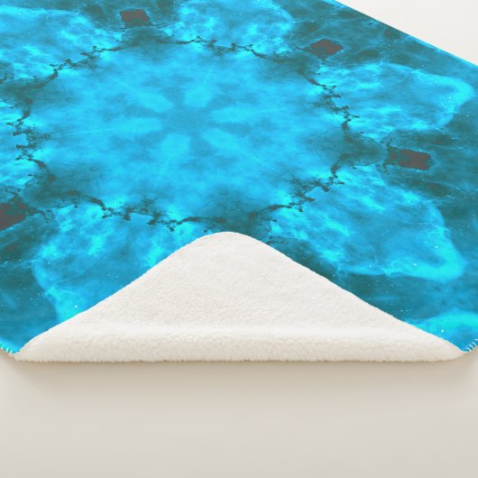 Frosty Ice Blue Snowflake Kaleidoscope Patroon Sherpa Deken (3/4)