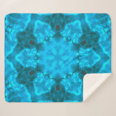 Frosty Ice Blue Snowflake Kaleidoscope Patroon Sherpa Deken (Voorkant (horizontaal))