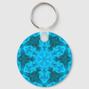 Frosty Ice Blue Snowflake Kaleidoscope Patroon Sleutelhanger