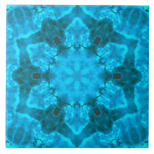 Frosty Ice Blue Snowflake Kaleidoscope Patroon Tegeltje