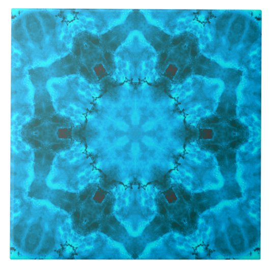 Frosty Ice Blue Snowflake Kaleidoscope Patroon Tegeltje (Voorkant)