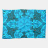 Frosty Ice Blue Snowflake Kaleidoscope Patroon Theedoek (Horizontaal)