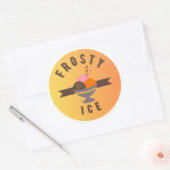 Frosty Ice – Retro Ice Cream Sundae Logo Ronde Sticker (Envelop)